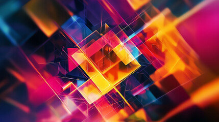 Poster - Abstract Geometric Colorful Cubes Vibrant Digital Art Design