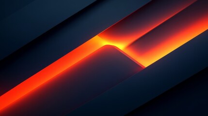 Wall Mural - diagonal lines of dark blue framing red and orange light