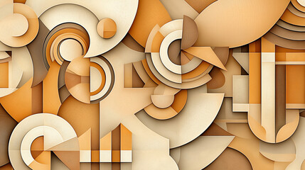 Fototapete - An intricate tapestry of geometric patterns and organic forms, rendered in muted earth tones