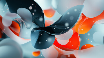 Fototapete - Several dark and light colored abstract shapes are floating in a cluster