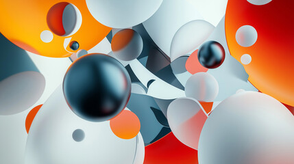 Fototapete - Several dark and light colored abstract shapes are floating in a cluster