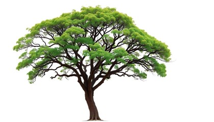 Wall Mural - Single, majestic tree stands alone against a pure white backdrop, clean, white background