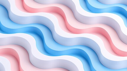 Poster - Colorful Wavy Paper Background in Soft Pink and Blue Tones
