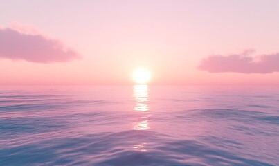 Aufkleber - A serene pink sunrise over an endless ocean, perfect for tranquil and nature-themed projects.