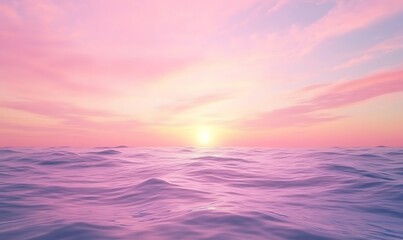 Aufkleber - A serene image of a soft pink sunrise illuminating an endless ocean landscape.