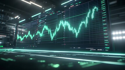 Leinwandbilder - Stock trading concept featuring advanced AI with a neon-lit aesthetic.