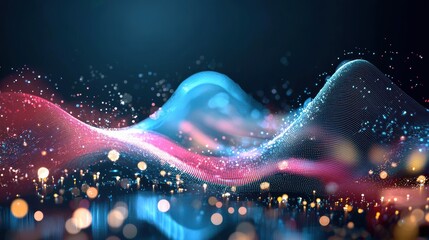 Fototapete - Dynamic waves of light and color abstract digital art virtual environment creative visualization