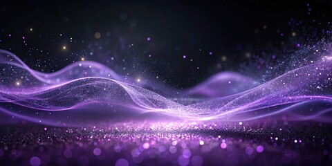 Wall Mural - Abstract Purple Glimmering Wave Background with Sparkling Dust Particles and Shimmering Lights for Elegant Design