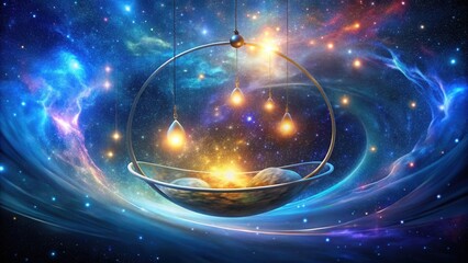 Wall Mural - cosmic cradle celestial lights illuminate a newborn world suspended in a nebula's embrace