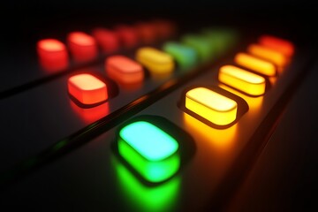 Poster - Abstract Colorful Illuminated Buttons Digital Interface Technology Background Modern Design Futuristic Glowing Neon Lights Panel Graphic Elements rgb 