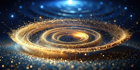 Wall Mural - Golden Spiral of Light and Stardust in a Dark Expanse