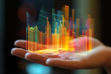 Poster - abstract data visualization colorful dynamic growing chart financial business technology innovation 