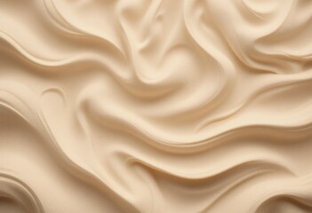 Poster - Flowing Beige Fabric. Light And Shadow Dance. Silky Texture Creates Calm Waves. Gentle Movement Invites Comfort. Relaxing Aesthetic Appeals. Textile Design Subtleties Inspire. Material Elegance
