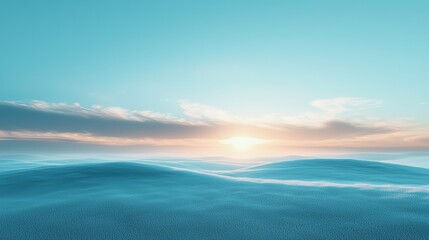 Wall Mural - Serene Sunset over Rolling Hills Peaceful Landscape Teal Sky Soft Clouds