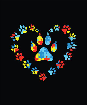 Cute Dog Paw Autism World Autism Awareness Day. Puzzle stock illustration