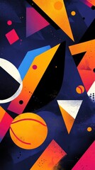 Wall Mural - abstract geometric shapes arranged on a dark blue background