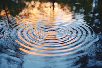 Wall Mural - Serene Water Ripples Sunset Reflection Peaceful Pond Nature Background