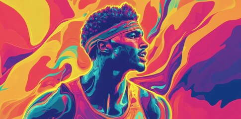 Poster - A colorful artistic depiction of a basketball player
