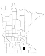  Map of Steele County in Minnesota state on white background. single County map highlighted by black colour on Minnesota map. UNITED STATES, US