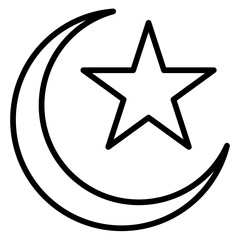 Poster - Crescent Moon and Star Symbol Illustration Depicting Islam in Simple Graphic