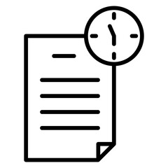 Poster - Document Deadline Concept Showing Paper with Clock Time Icon Outline