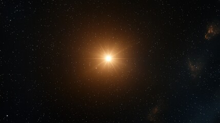 a vibrant star shines brightly in the dark expanse of space, surrounded by distant stars and cosmic 