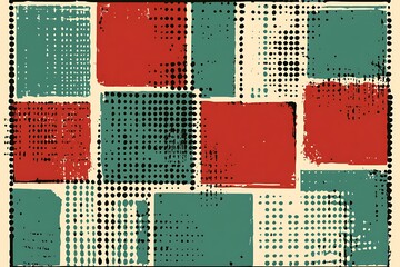 Poster - Geometric grunge abstract with halftone and distressed textures background