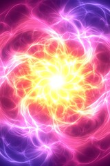 Poster - luminous energy burst with dynamic tendrils in vivid shades of pink and gold