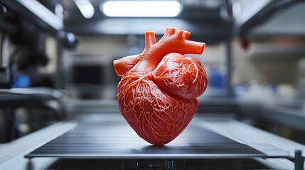 Poster - Heart shaped object moving along a conveyor belt highlighting the concept of transportation and industrial processes