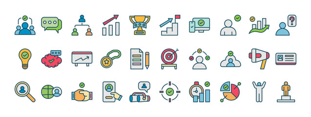 Poster - Diverse Business Team Engaging in Strategic Planning and Collaborative Sessions with Visual Data Representations and Iconic Elements