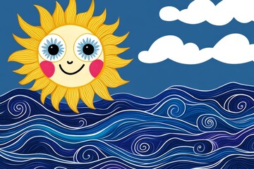 Fototapete - A clean, geometric design showing energy flow from natural elements like the sun, water, and wind