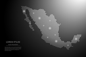 Wall Mural - Abstract image Mexico map from point Gray and glowing stars on a dark background. Vector illustration eps 10.
