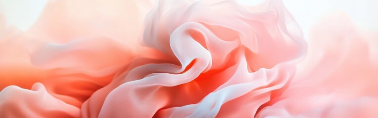 Poster - Soft coral gradient composition showcasing delicate flowing textures reminiscent of silk fabric in abstract styling