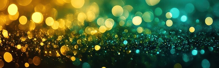 Poster - Vibrant bokeh effect with radiant sunflower yellow and emerald green for a lively atmosphere