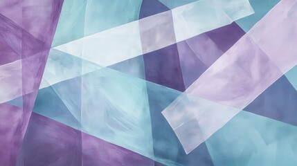 Poster - Minimalist pencil strokes create an elegant abstract composition showcasing hues of purple and blue in layered geometric shapes