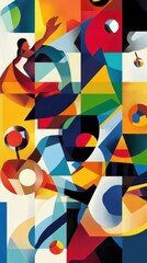 Wall Mural - colorful abstract geometric image of a person with shapes
