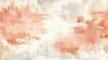 Poster - elegant coral strokes blend seamlessly into a soft muted canvas creating a serene abstract design
