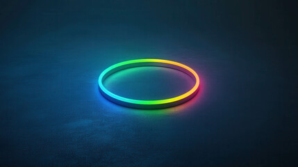 Poster - Soft Neon Ring Emitting Colorful Glow Against Dark Background in Vibrant Display of Light