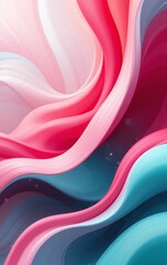 Aufkleber - Fluidity And Serenity. Abstract Waves In Pink And Blue Create Motion, Depth, And Balance For Modern Decor Or Creative Projects. A Calming And Vibrant Design...