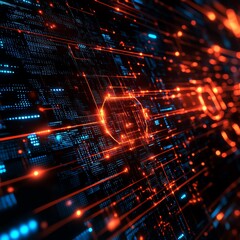 Poster - Data technology security, encrypted data flow, glowing digital firewall, secure cloud, cyber protection, futuristic technology, data safety