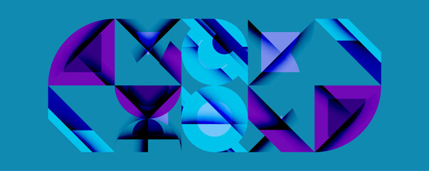 Leinwandbilder - Minimal geometric abstract background. Circle square and triangle design