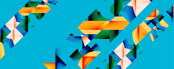 Aufkleber - Abstract geometric composition with interlocking circular and angular shapes, featuring smooth gradients and sharp contrasts on a white background