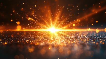 Sparkling explosion, glowing light, dark background, abstract art, digital illustration, use for website backgrounds, product displays, and advertisements