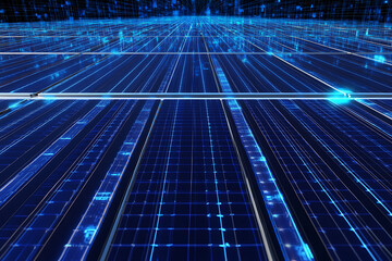 Poster - Dynamic data flow visualization digital environment 3d rendering technology landscape aerial perspective futuristic concept