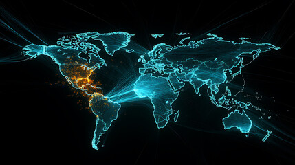 Poster - Global data visualization world map infographic digital environment aerial view connectivity concept