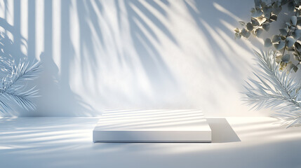 Poster - Minimalist display stand modern studio product showcase bright environment overhead view artistic concept