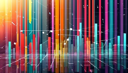 Poster - Dynamic data visualization displaying colorful graphs digital space abstract art tech environment aerial view modern concepts