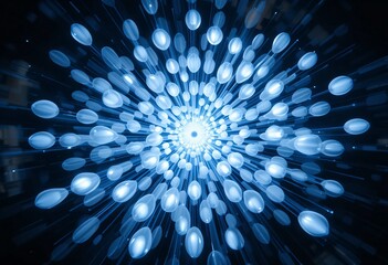 Leinwandbilder - Abstract Light Bursts, Technology Background, Bright Energy. Fast Motion Effect, Expansive Shapes. Vivid Hues Pop, A Contemporary Graphic. Depth Emerges, Luminous Points Shine...
