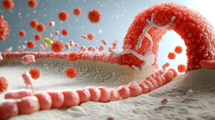Aufkleber - Detailed Cross Sectional Graphic Showing the Anatomy of the Respiratory System and How Group A Streptococcus Bacteria Infect and Spread in the Throat Area