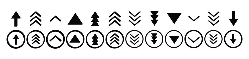 Wall Mural - swipe up and down arrow vector icon set. up arrow button symbol. swipe up icons for social media sto